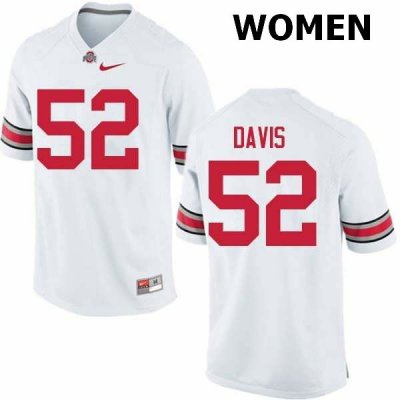 Women's Ohio State Buckeyes #52 Wyatt Davis White Nike NCAA College Football Jersey Ventilation KHR3244IB
